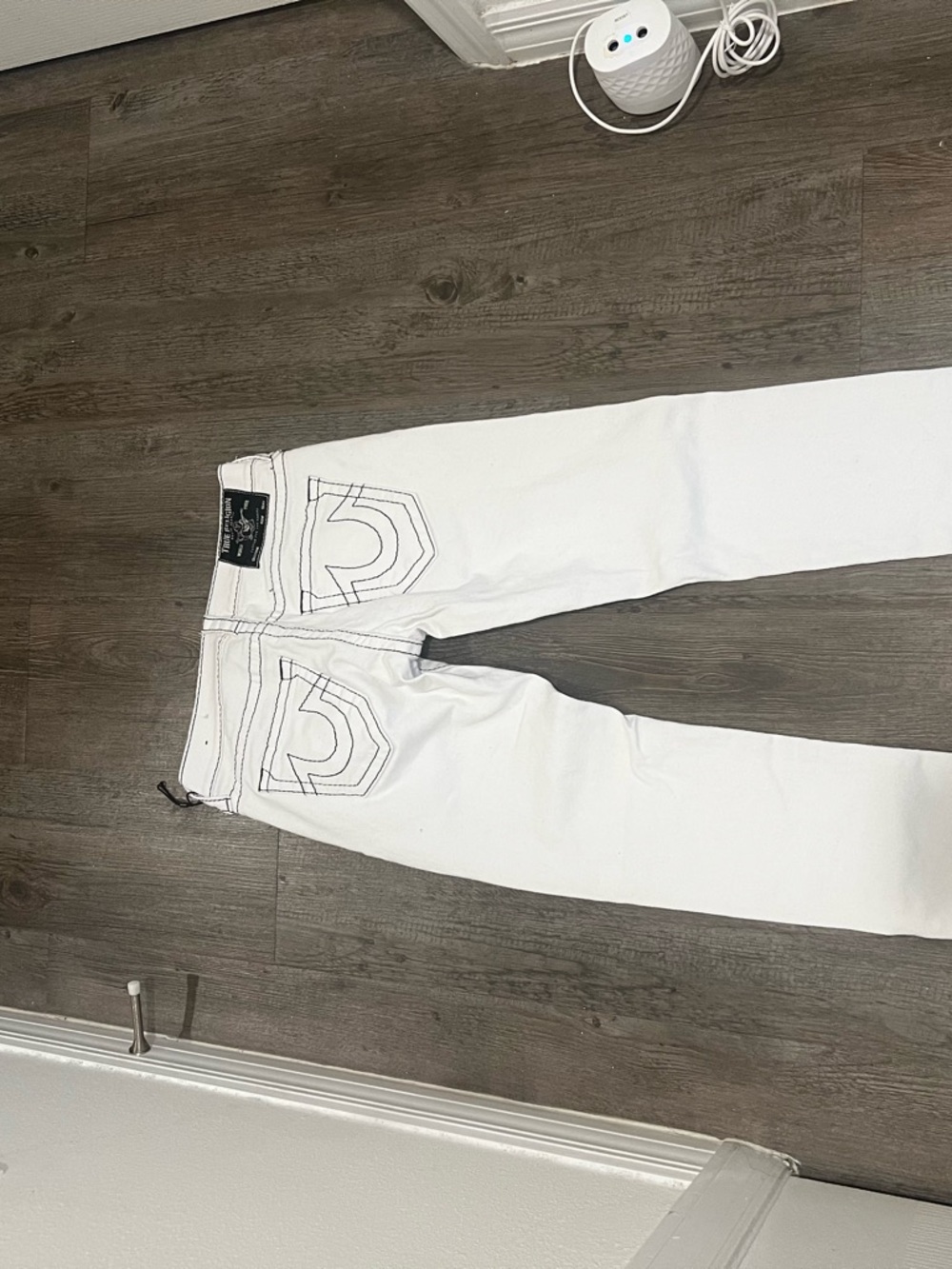 True Religion White Men's Cargo Pants with Contrast Stitching